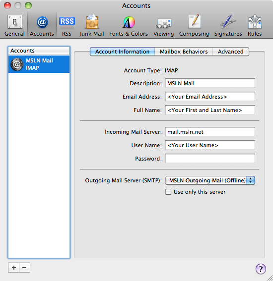 accounts panel